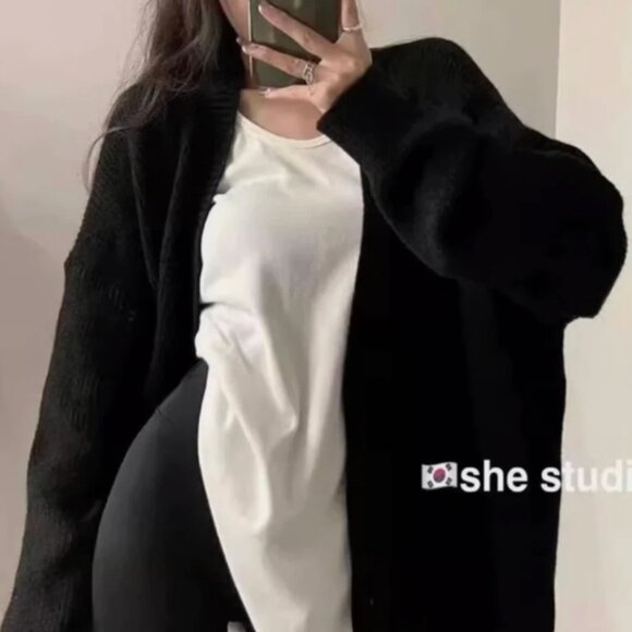 Topshop Black Cardigan Unisize S-L - Picture 1 of 8